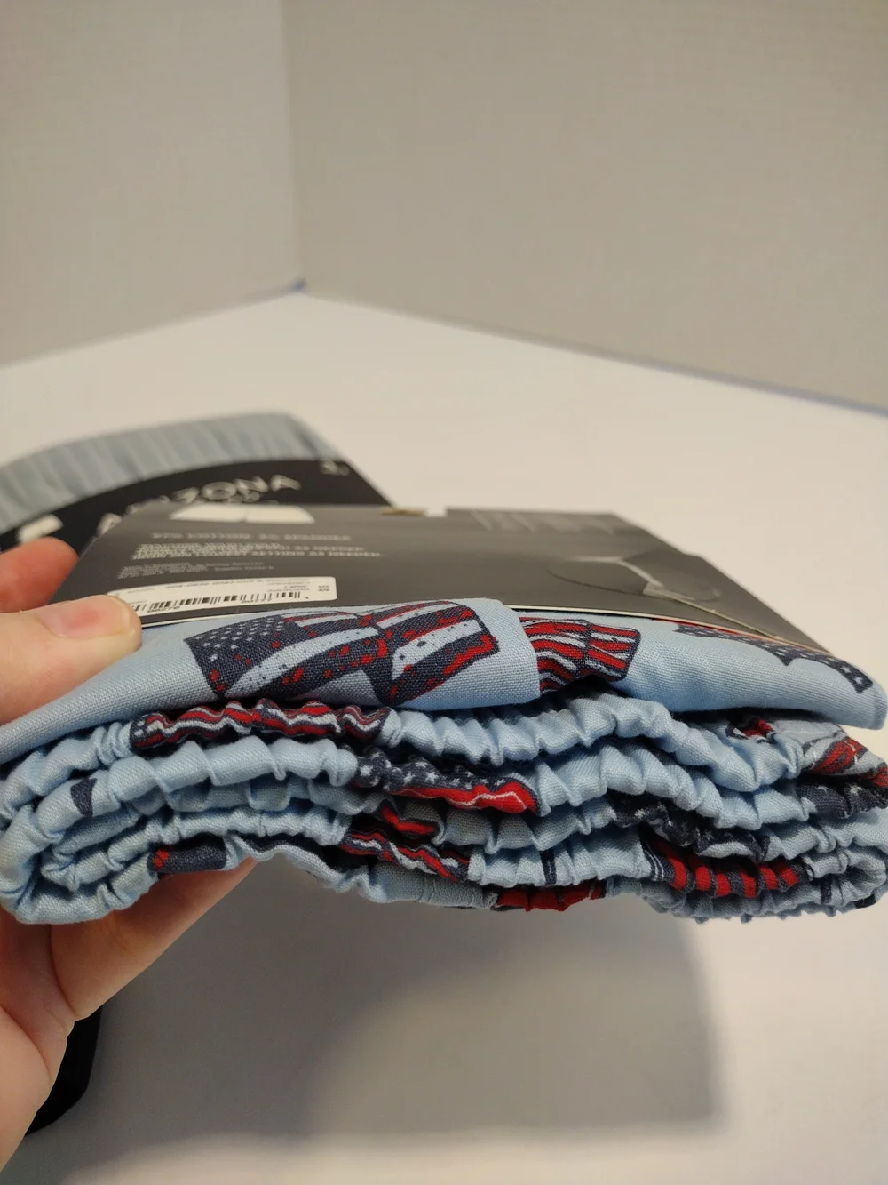 Arizona Men's Light Blue Woven Boxer with American Flag Print
